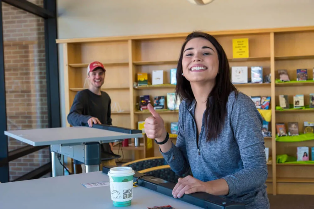 a student in the library