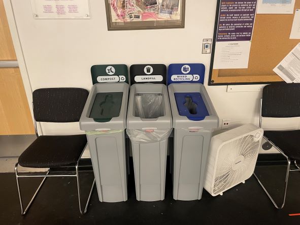 Trash, recycling, and compost receptacles